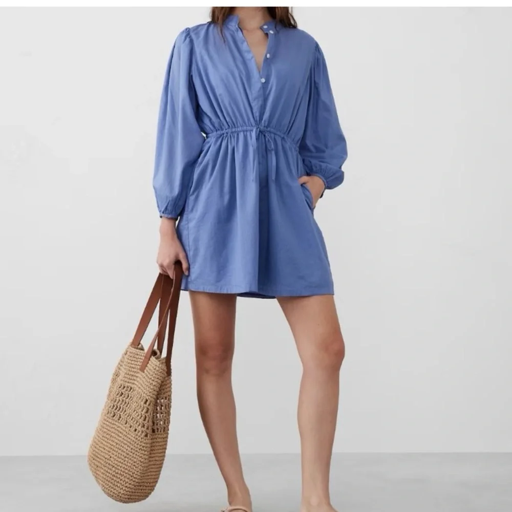 Banana Republic Cotton Shirt Dress Classic Long Sleeve Lightweight Dress Med NWT - Picture 1 of 10